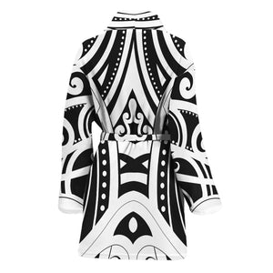 Maori Tribal Tattoo Pattern Print Women's Bathrobe