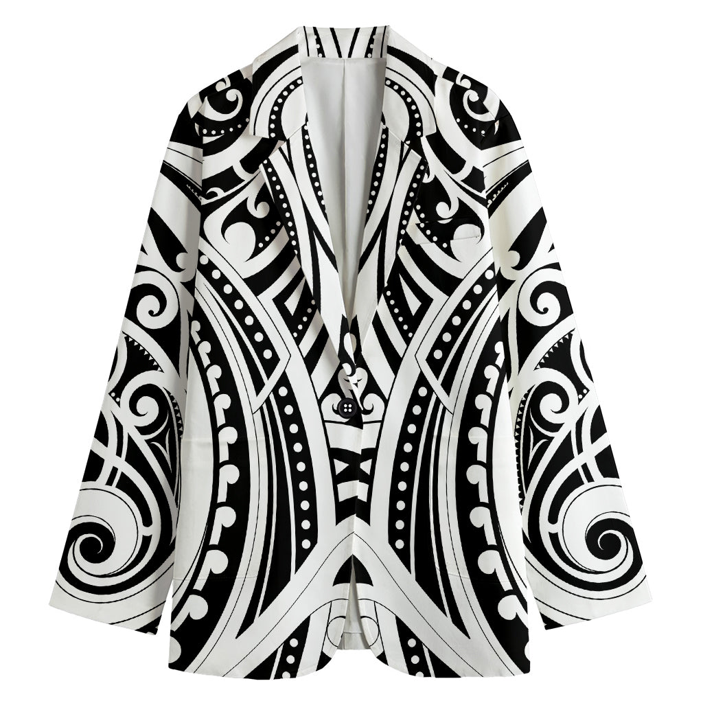 Maori Tribal Tattoo Pattern Print Women's Blazer