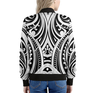 Maori Tribal Tattoo Pattern Print Women's Bomber Jacket