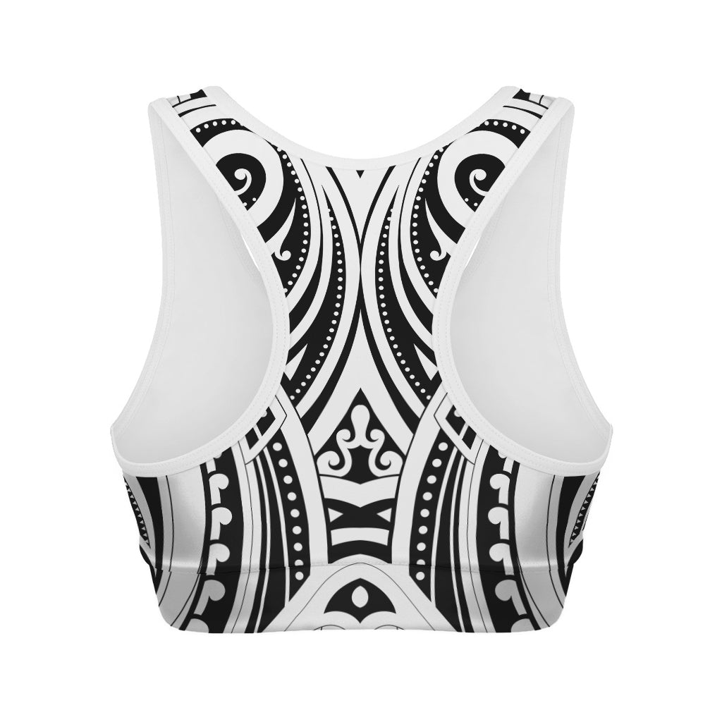 Maori Tribal Tattoo Pattern Print Women's Sports Bra