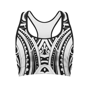 Maori Tribal Tattoo Pattern Print Women's Sports Bra