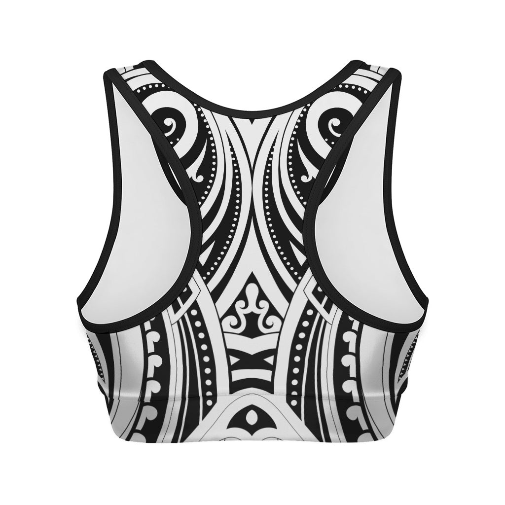 Maori Tribal Tattoo Pattern Print Women's Sports Bra