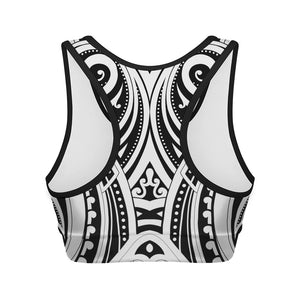 Maori Tribal Tattoo Pattern Print Women's Sports Bra