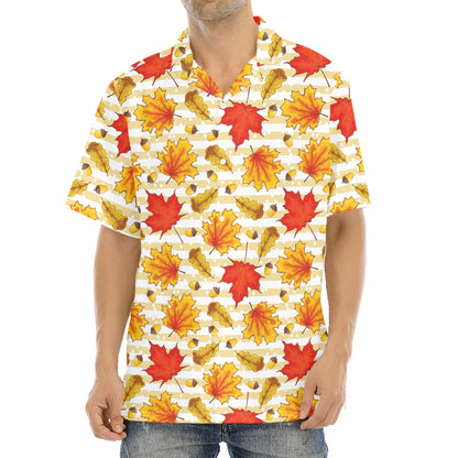 Maple And Oak Pattern Print Aloha Shirt