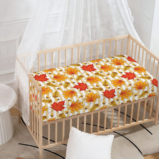 Maple And Oak Pattern Print Baby Crib Sheet