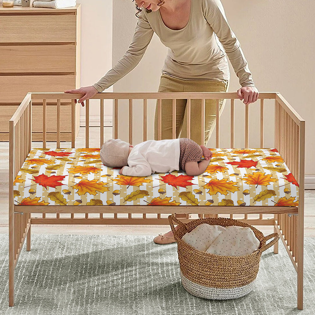 Maple And Oak Pattern Print Baby Crib Sheet