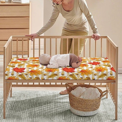 Maple And Oak Pattern Print Baby Crib Sheet