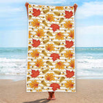 Maple And Oak Pattern Print Beach Towel