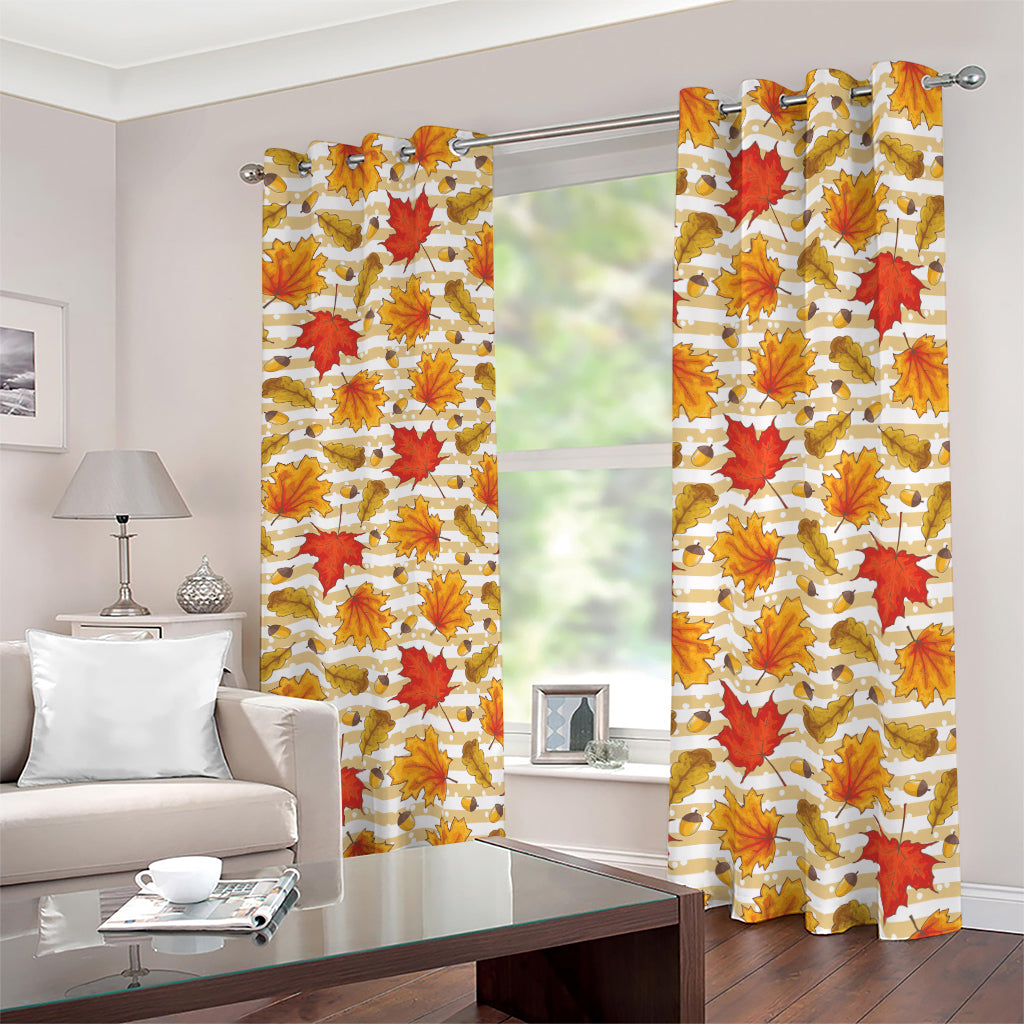 Maple And Oak Pattern Print Blackout Grommet Curtains