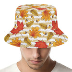 Maple And Oak Pattern Print Bucket Hat