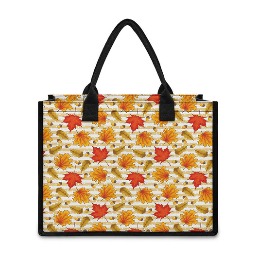 Maple And Oak Pattern Print Canvas Tote Bag