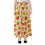 Maple And Oak Pattern Print Chiffon Maxi Skirt