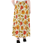 Maple And Oak Pattern Print Chiffon Maxi Skirt