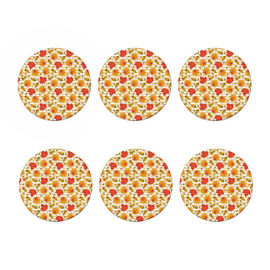 Maple And Oak Pattern Print Coaster Set