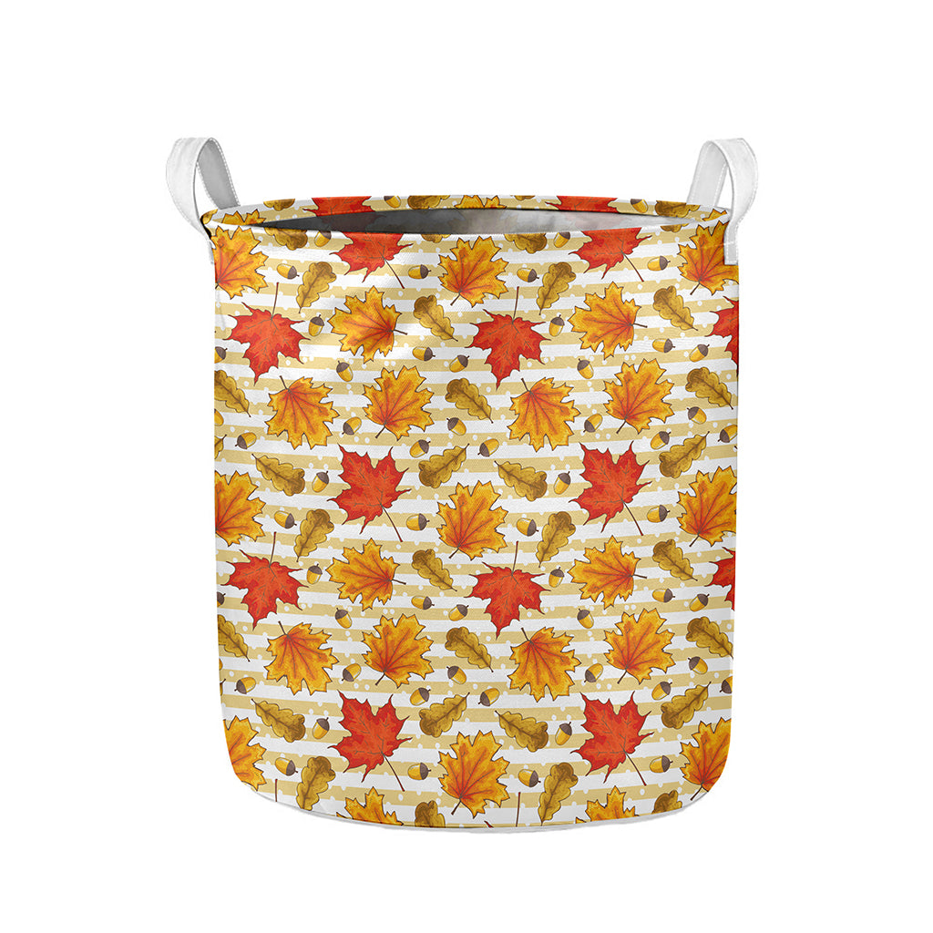 Maple And Oak Pattern Print Collapsible Laundry Basket