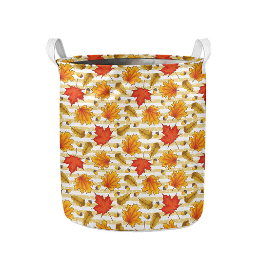 Maple And Oak Pattern Print Collapsible Laundry Basket