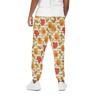 Maple And Oak Pattern Print Cotton Pants