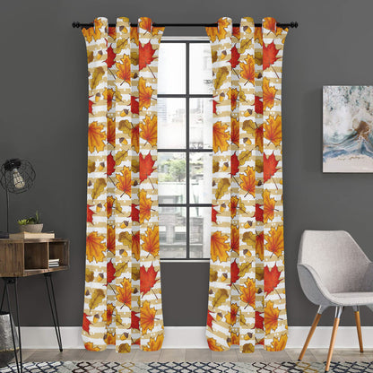 Maple And Oak Pattern Print Curtain