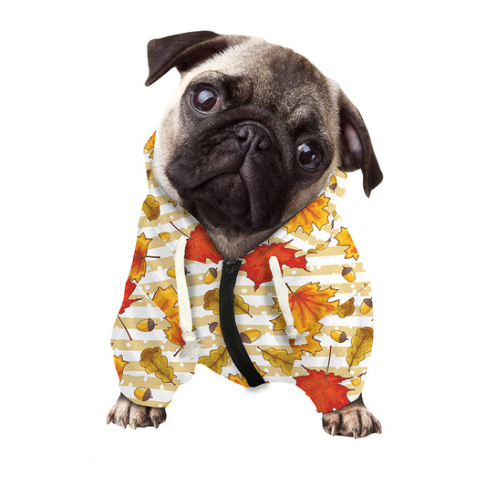 Maple And Oak Pattern Print Dog Zip Up Hoodie