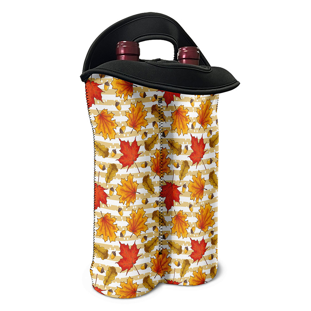 Maple And Oak Pattern Print Double Neoprene Wine Tote
