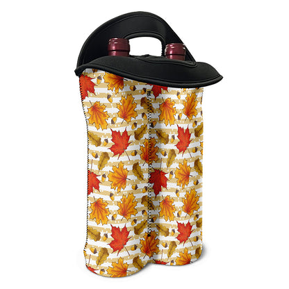 Maple And Oak Pattern Print Double Neoprene Wine Tote