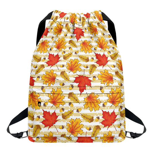 Maple And Oak Pattern Print Drawstring Backpack