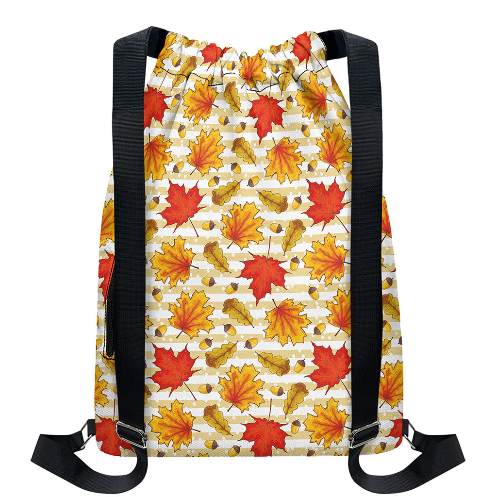 Maple And Oak Pattern Print Drawstring Backpack