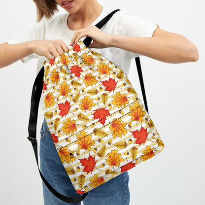 Maple And Oak Pattern Print Drawstring Backpack
