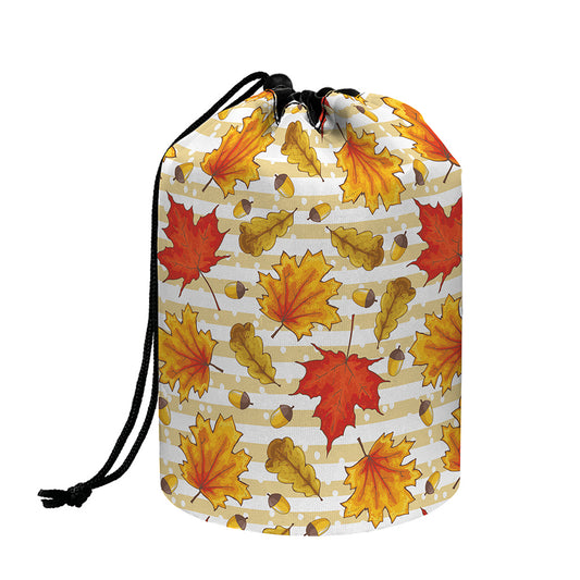 Maple And Oak Pattern Print Drawstring Makeup Bag