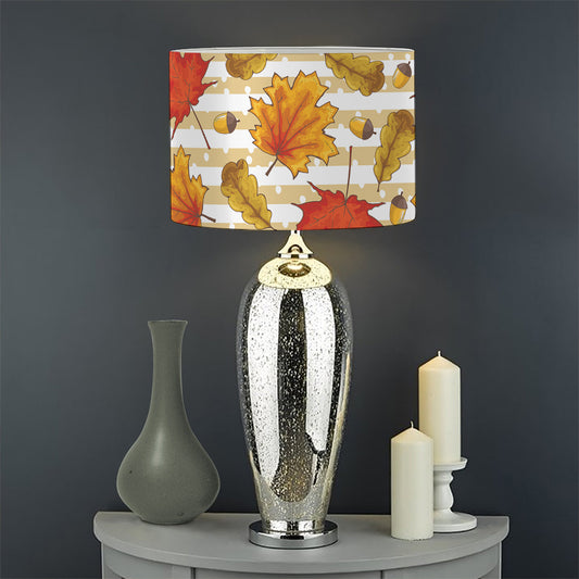 Maple And Oak Pattern Print Drum Lamp Shade