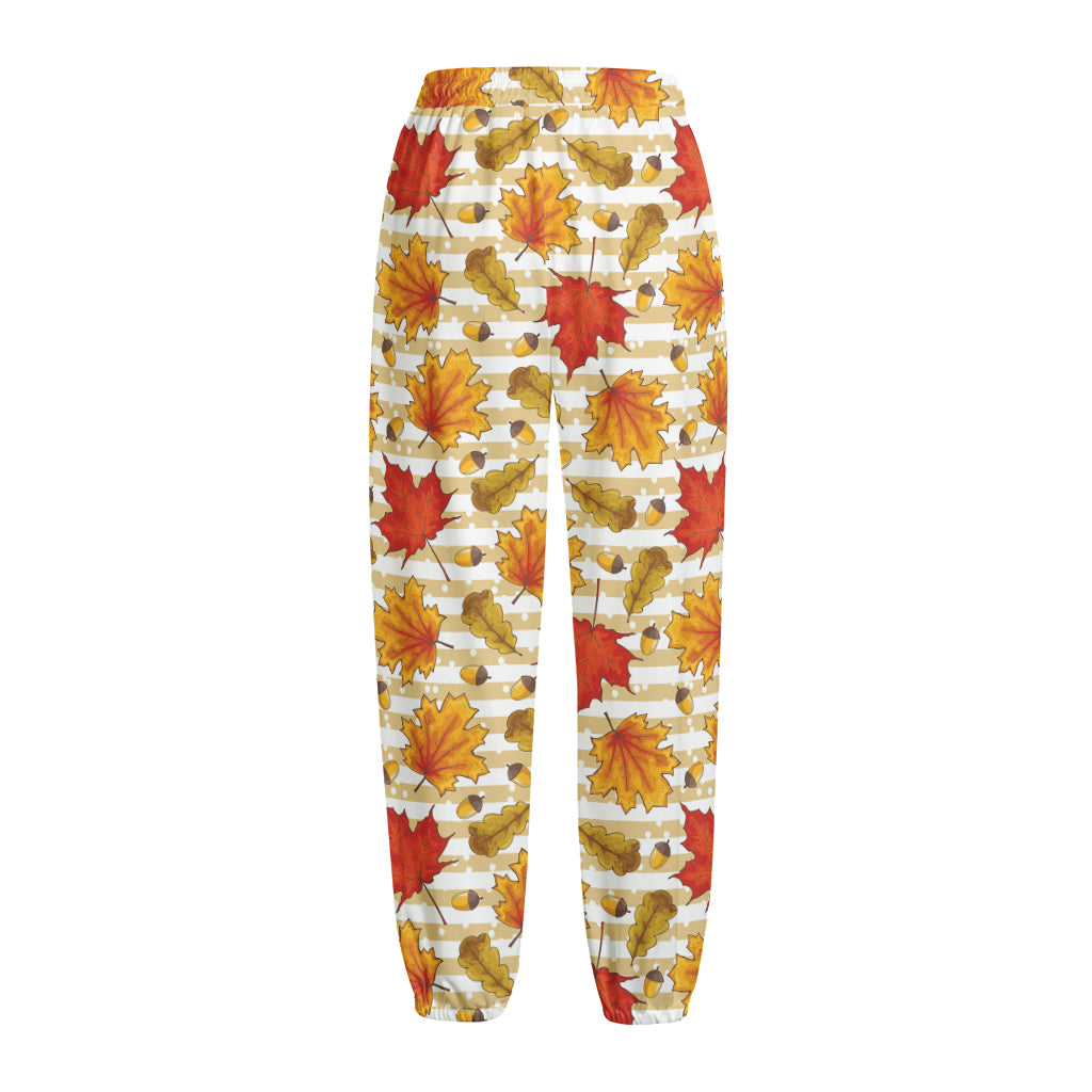 Maple And Oak Pattern Print Fleece Lined Knit Pants