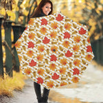 Maple And Oak Pattern Print Foldable Umbrella