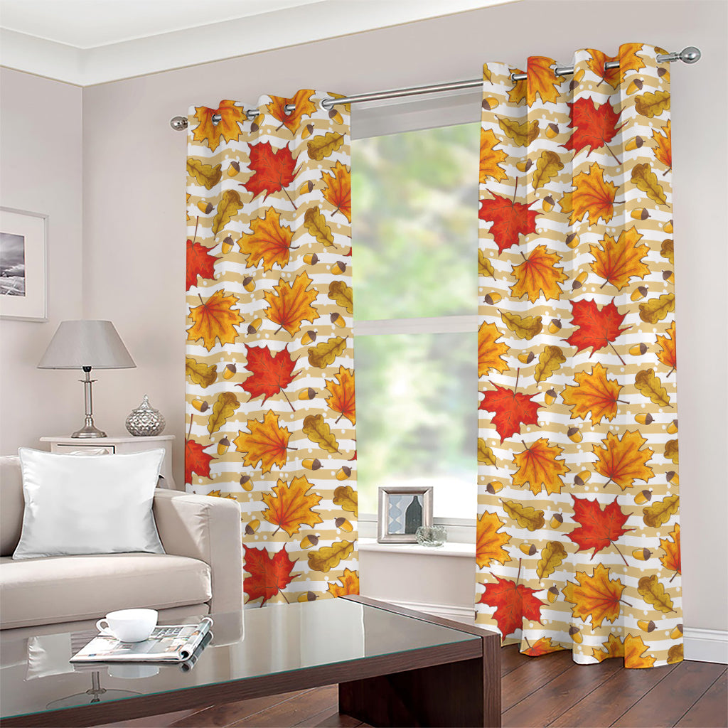 Maple And Oak Pattern Print Grommet Curtains