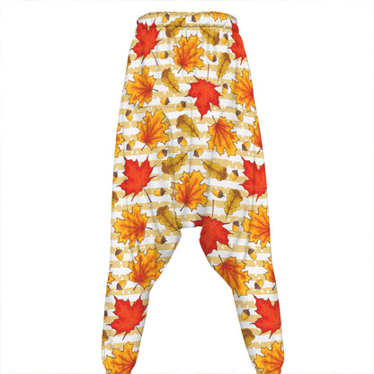 Maple And Oak Pattern Print Hammer Pants
