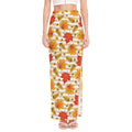 Maple And Oak Pattern Print High Slit Maxi Skirt