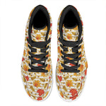 Maple And Oak Pattern Print High Top Leather Sneakers
