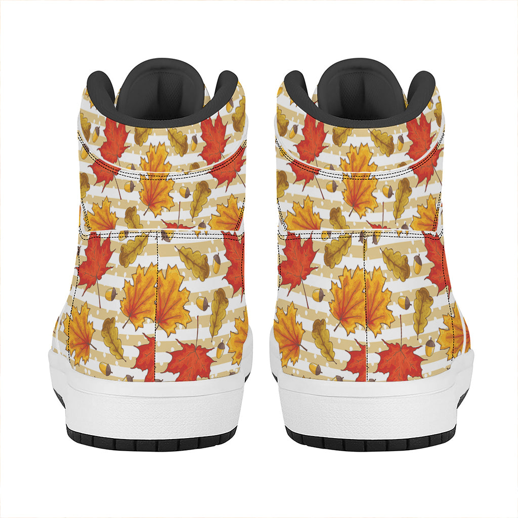 Maple And Oak Pattern Print High Top Leather Sneakers
