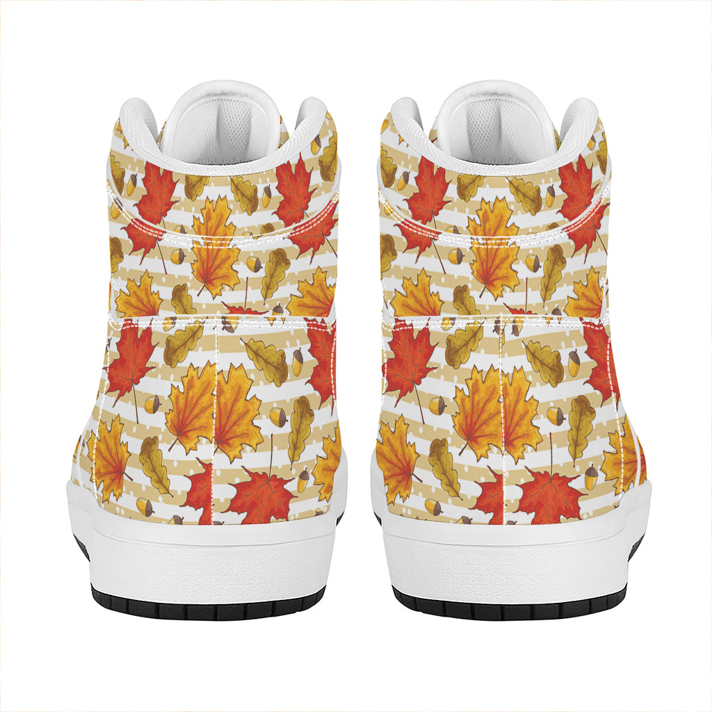 Maple And Oak Pattern Print High Top Leather Sneakers