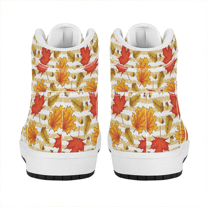 Maple And Oak Pattern Print High Top Leather Sneakers