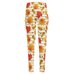 Maple And Oak Pattern Print High-Waisted Pocket Leggings
