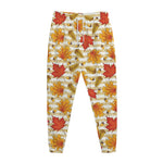 Maple And Oak Pattern Print Jogger Pants