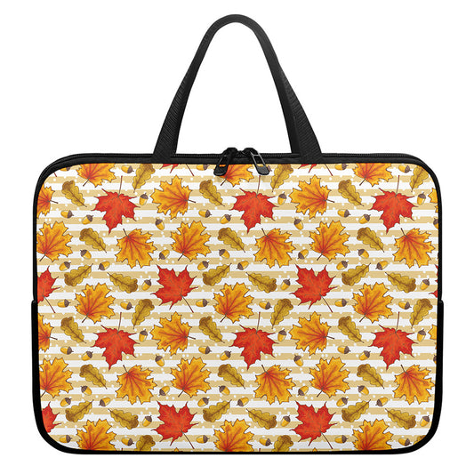 Maple And Oak Pattern Print Laptop Sleeve With Handle