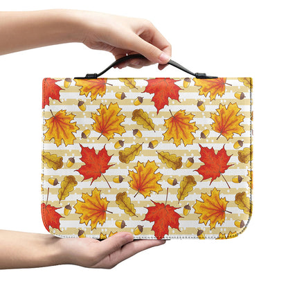 Maple And Oak Pattern Print Leather Bible Cover