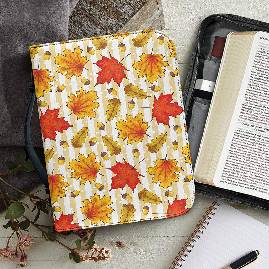 Maple And Oak Pattern Print Leather Bible Cover