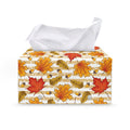 Maple And Oak Pattern Print Leather Tissue Box Cover