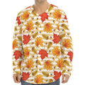 Maple And Oak Pattern Print Long Sleeve Baseball Jersey