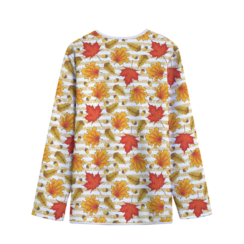 Maple And Oak Pattern Print Long Sleeve Short Coat