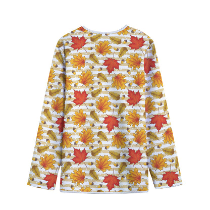 Maple And Oak Pattern Print Long Sleeve Short Coat