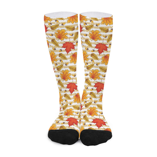 Maple And Oak Pattern Print Long Socks