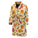Maple And Oak Pattern Print Men's Bathrobe